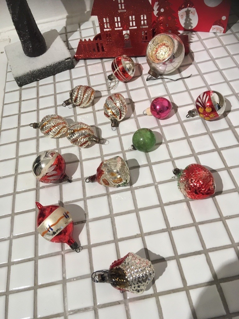Vintage christmas tree baubles mercury glass in East Grinstead, West