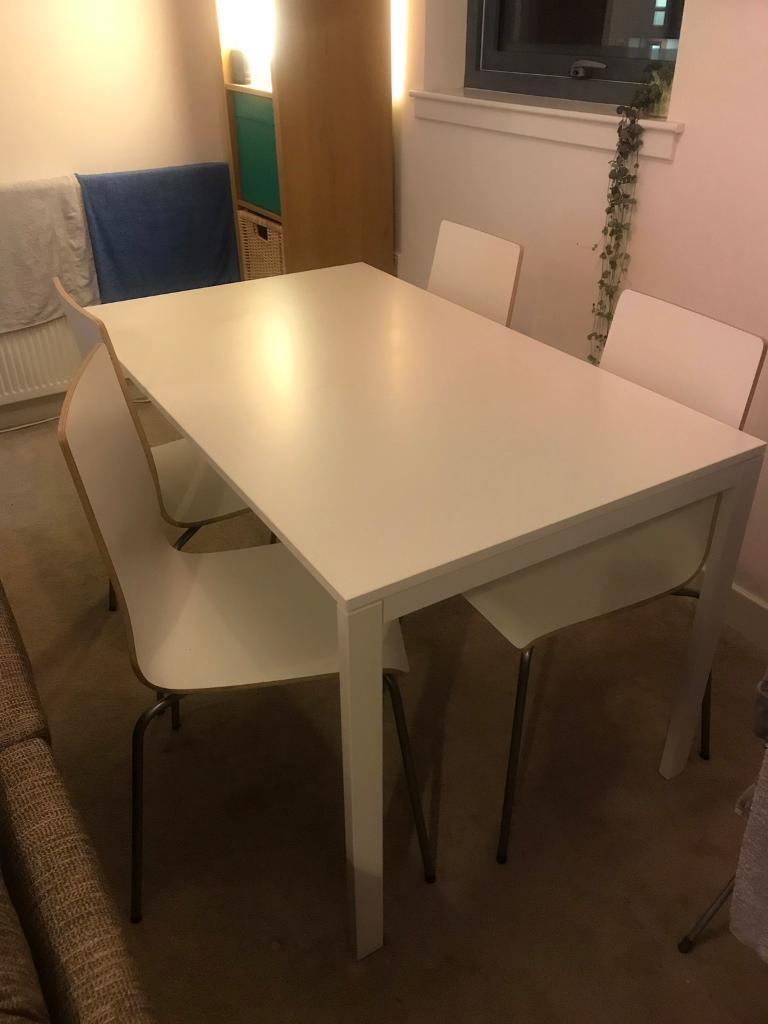 White Ikea Dining Table x 4 Chairs in Edinburgh Gumtree