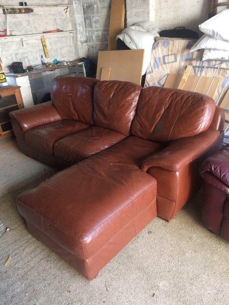 Tan leather corner sofa in Halton, West Yorkshire Gumtree