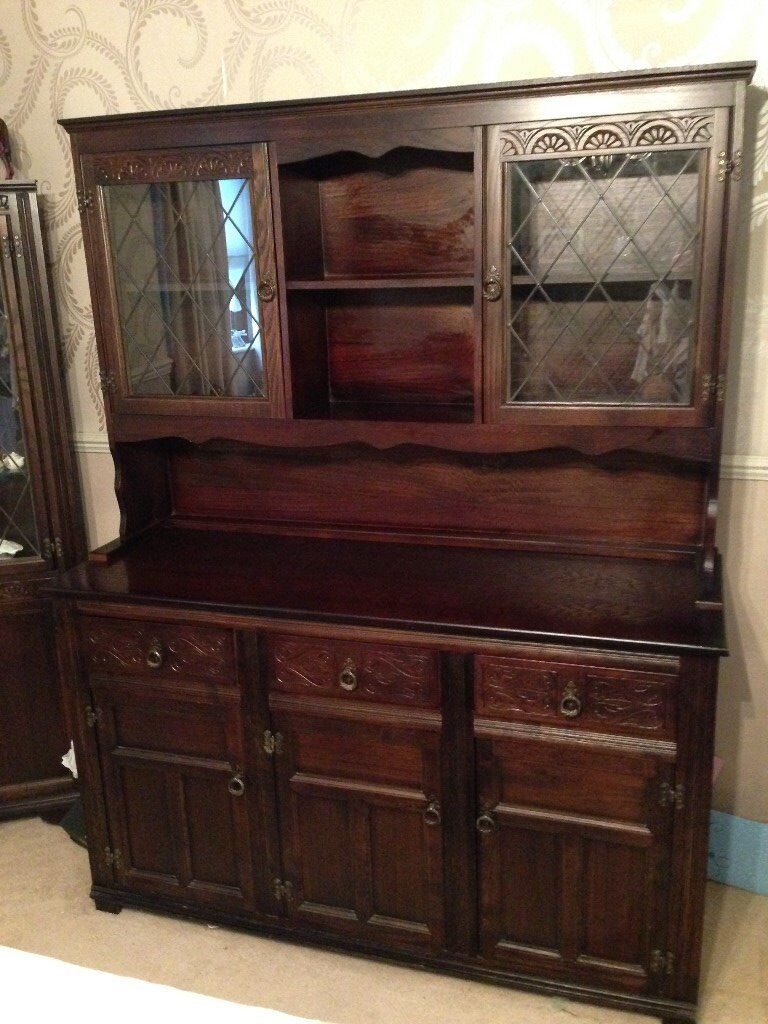  DARK  OAK  LIVING  ROOM  FURNITURE  DRESSER MEDIA UNIT CORNER 