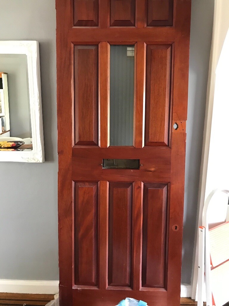 Hardwood external front door with toughened glass panel in Plaistow