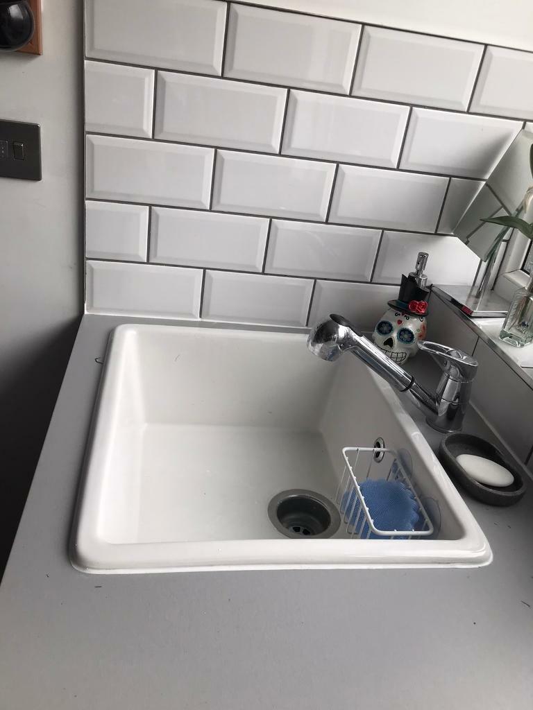 Ikea Belfast style sink complete with waste and extendable mixer tap