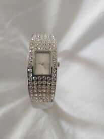 image for Silver coloured bracelet watch with diamantes. New