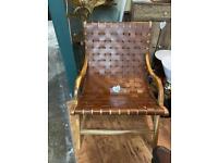 Woven leather and wood Chair