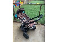 quinny buzz pram stroller pushchair carrycot bassinet brown turquoise travel