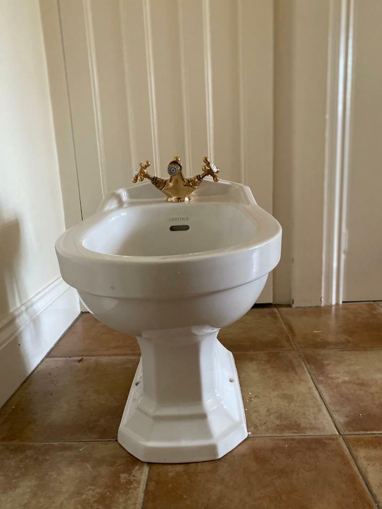 Heritage Bidet with Bristan Gold Coloured Taps and pop up waste in