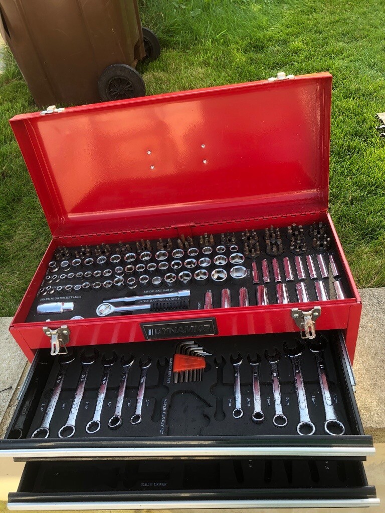 Metal Dynamic 3 Drawer Toolbox with 70 of original tools in Bingley