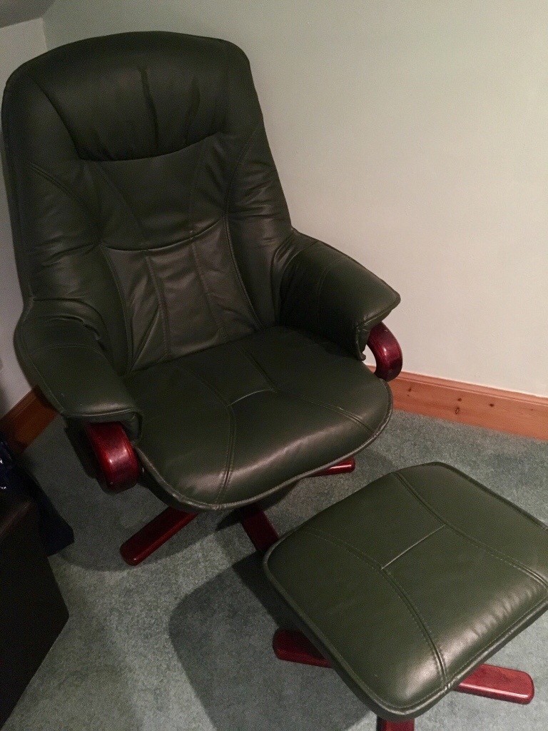 Recliner Chair & Footstool Dark Green in Cowdenbeath, Fife Gumtree