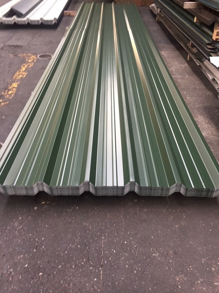 Box profile roofing sheets, juniper green polyester, other colours