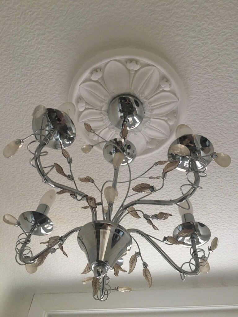 Chrome 5 arm chandelier ceiling lights x2 in Walton, Merseyside Gumtree