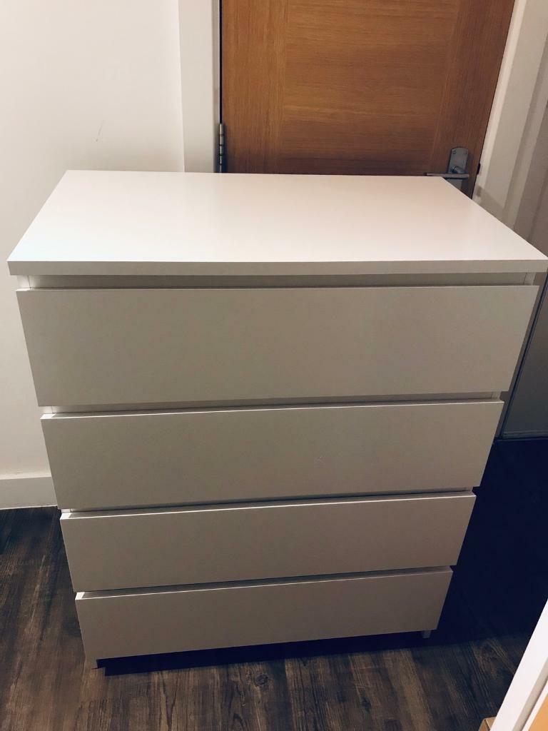 Ikea MALM Chest of 4 drawers, white, 80x100 cm, good condition in Hedge End, Hampshire Gumtree