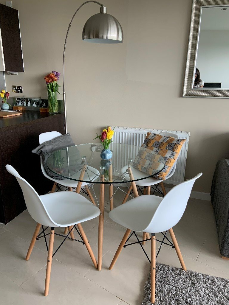 stylish cult furniture glass top 90cm dining room table