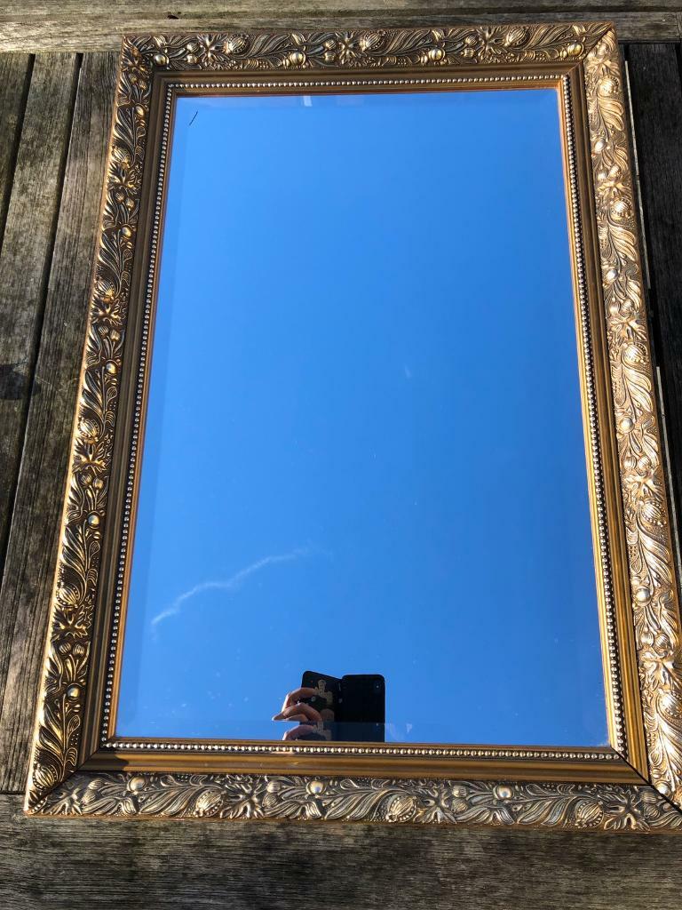 Large gold Gilt Antique Bevel Edged Mirror 86cmX60cm in Southampton