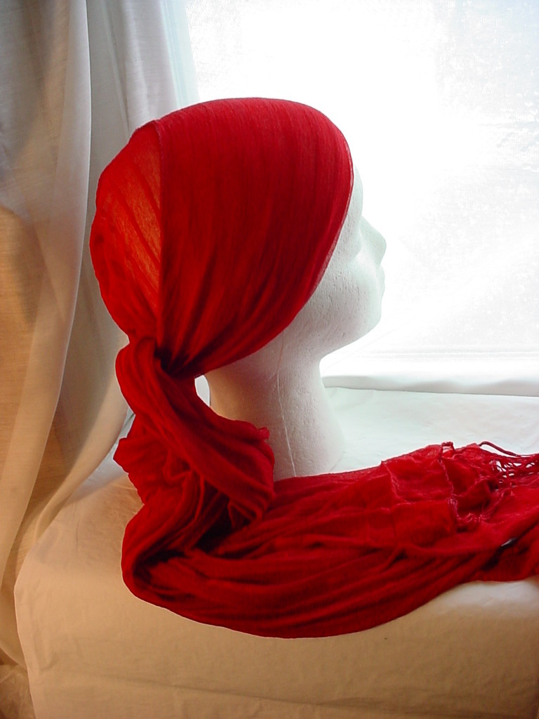 Red Pirate Hip Sash Head Scarf Hat D91 Fringed Renaissance Garb