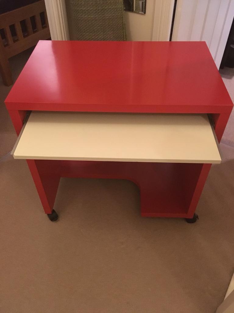 Red And White Computer Desk From Ikea In Oldmeldrum
