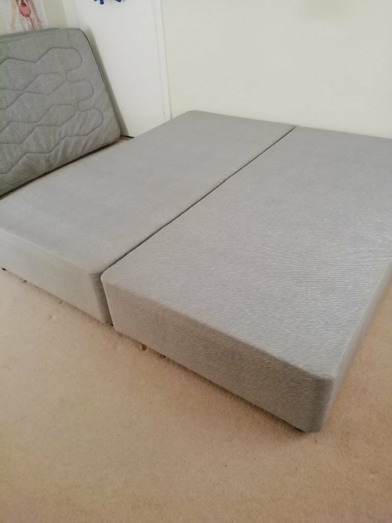 SINGLE GREY DIVAN BASE WITH 6 WHEELS 90CM WIDE X 190CM LONG X 23CM HIGH