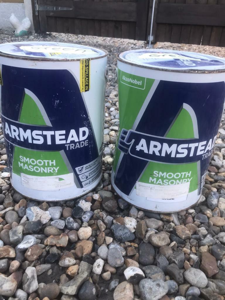 Two unused 5L tins of Armstead smooth masonry paint in Great Yarmouth