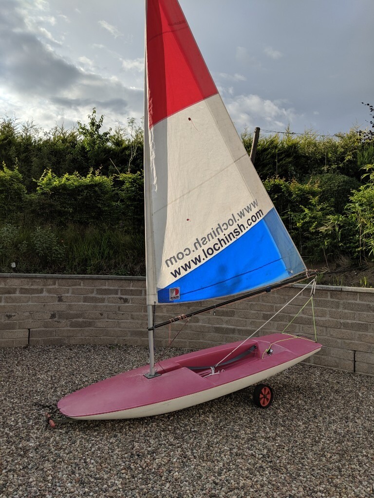 Topper Sailing Dinghy Complete & Foldable Launching Trolley. Good