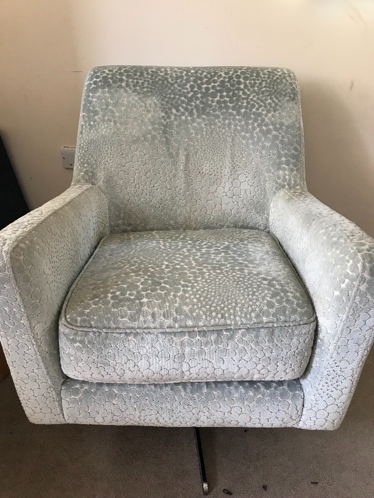 DFS ‘Sophia’ swivel chair in duck egg/green coloured chenille type