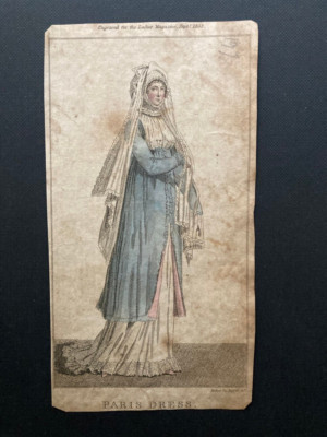 1803 Ladies Magazine Paris Dress by Henry Mutlow coloured fashion engraving