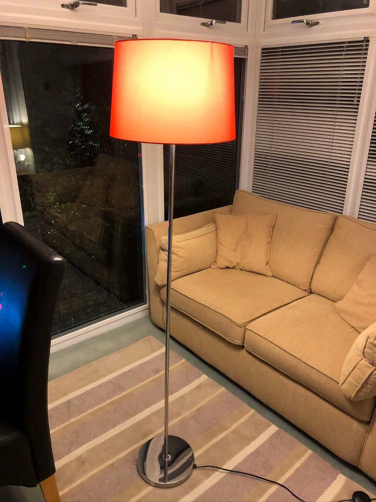 Argos Standard Floor Lamp Dark Orange Shade Stainless Steel
