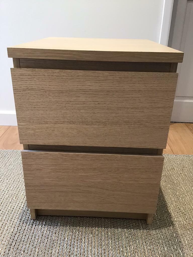 MALM Chest of 2 drawers white stained oak veneer (40Wx55Hx48.5D cm) 5