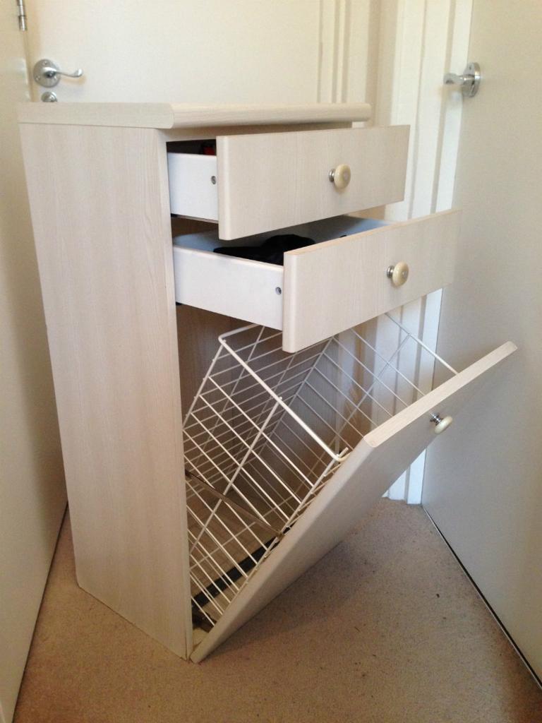 Chest of drawers with integrated laundry basket (35" x 18" x 14") in