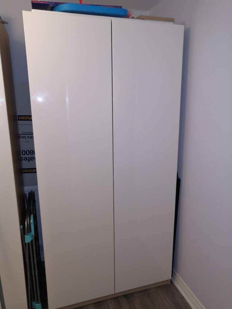 Ikea Pax Wardrobe, gloss white doors, excellent condition in Leighton