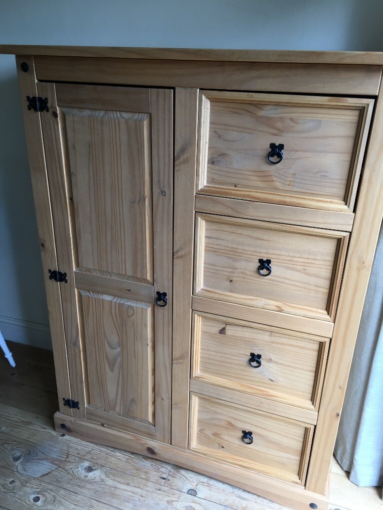 Furniture Corona 1 Door 4 Drawer Low Wardrobe Bedroom Wardrobes