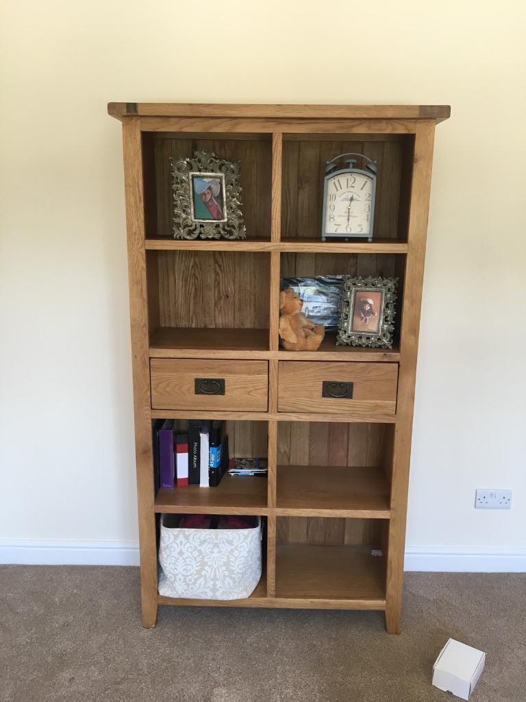 Oak Bookcase With Two Drawers Vancouver Oak Petite Nb010 In