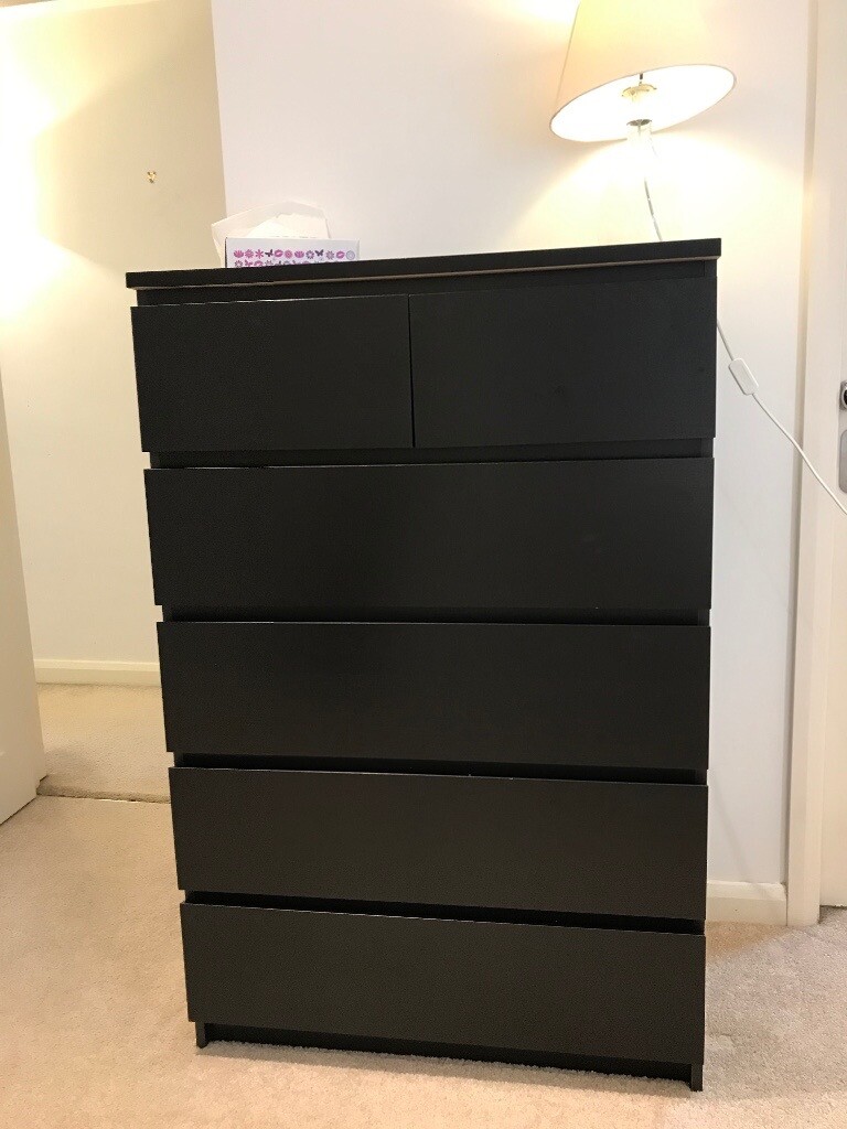 Black Brown Ikea Malm Chest Of Drawers In Clapham London