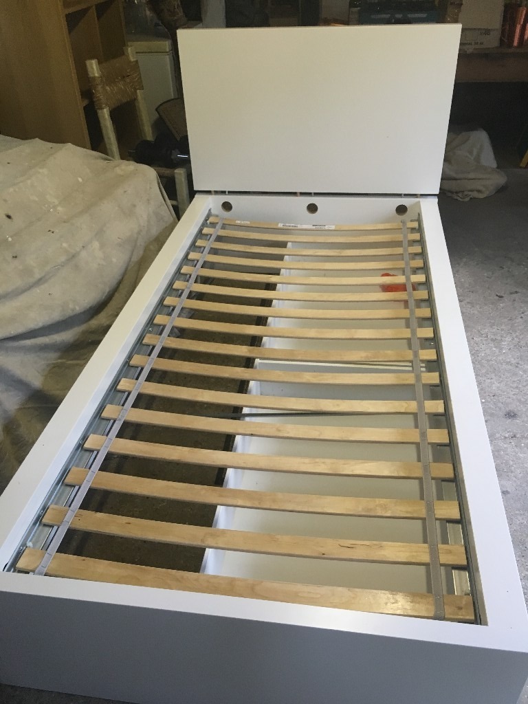 Ikea Malm Single Bed Frame With Under Bed Storage Drawers In