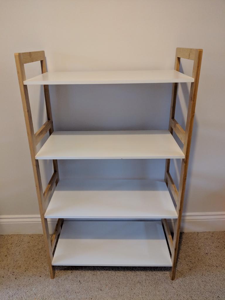 Habitat DREW Bamboo and white lacquer wide 4shelf bookcase in