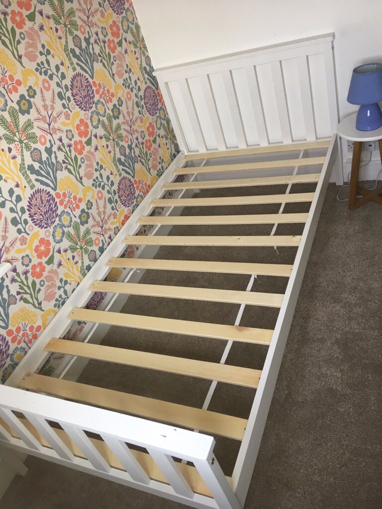 Single wooden slat bed with mattress. Very good condition | in Rottingdean, East Sussex | Gumtree