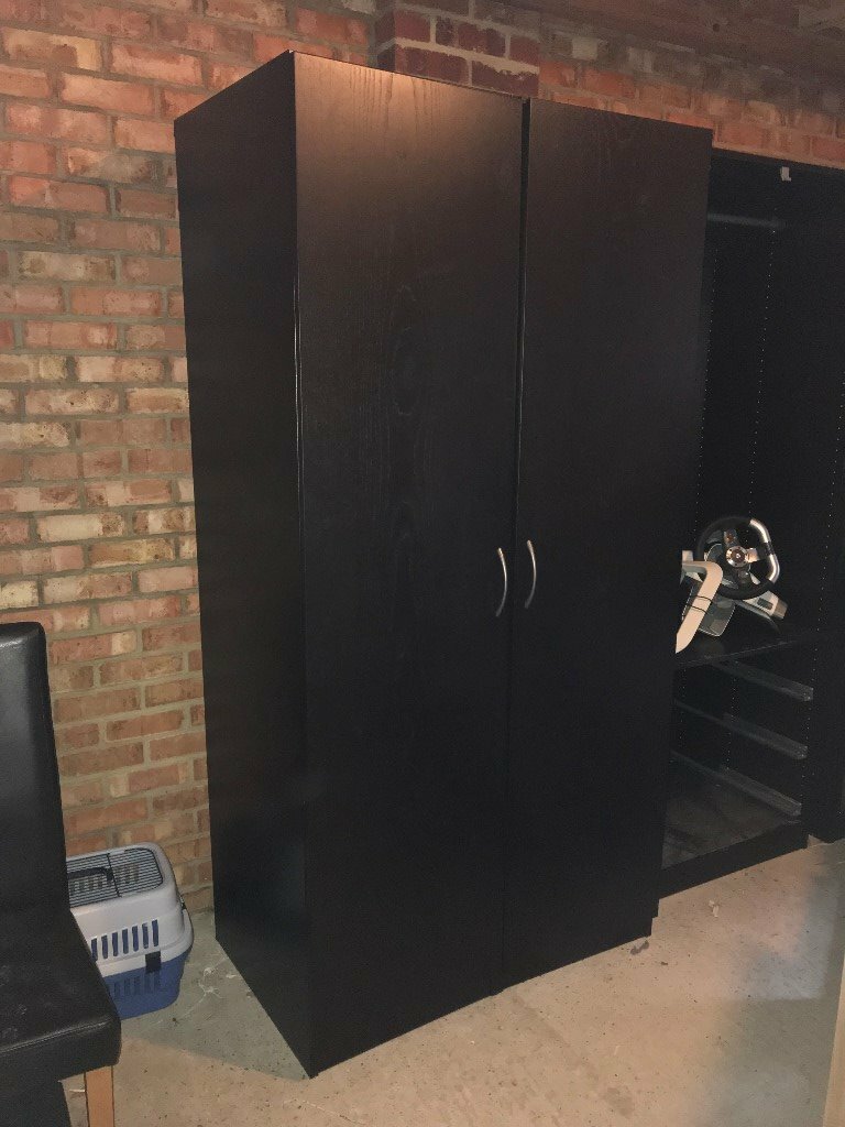 2 No Ikea Pax Single Wardrobes Black Brown Colour In