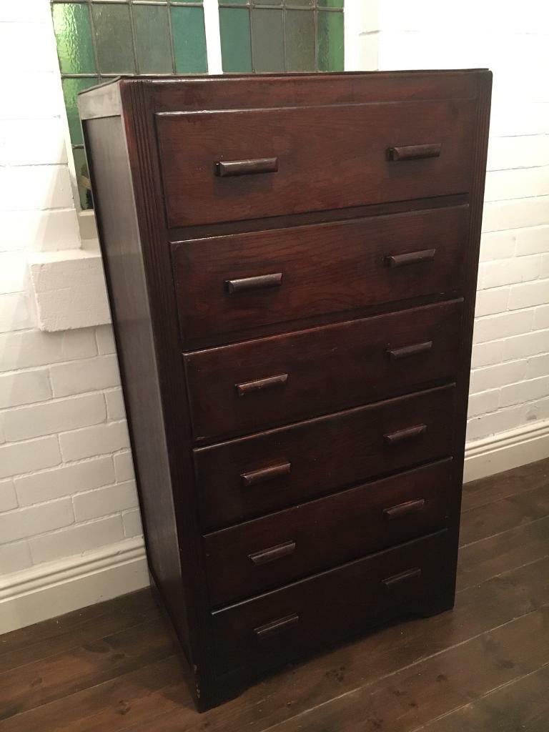 Vintage Tall Boy Chest Of Drawers Dark Wood In Newcastle Tyne