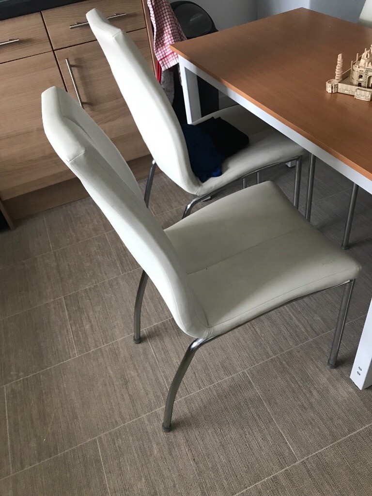White leather dining chairs in Glasgow Gumtree