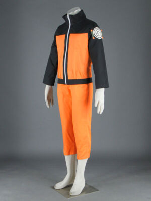 Uzumaki Naruto Manga Version Cartoon Cosplay Costume Set + Konoha Black Headband