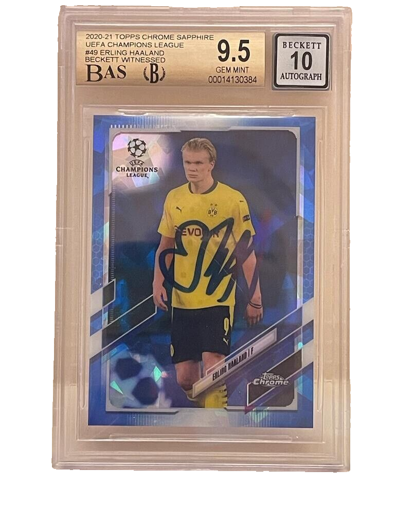 ハーランド サインカード haaland サッカー メッシ topps 2020-21 Erling Haaland Topps Chrome #49 Auto Signed Grade