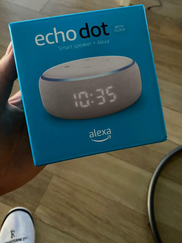 BRAND NEW AMAZON Echo Dot with Clock (3rd Generation) Sandstone