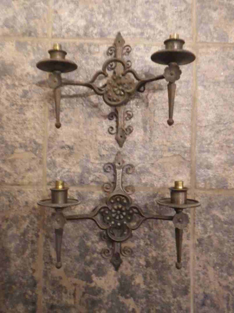 Pair of Matching Vintage Cast Iron Wall Lights in Hurstpierpoint