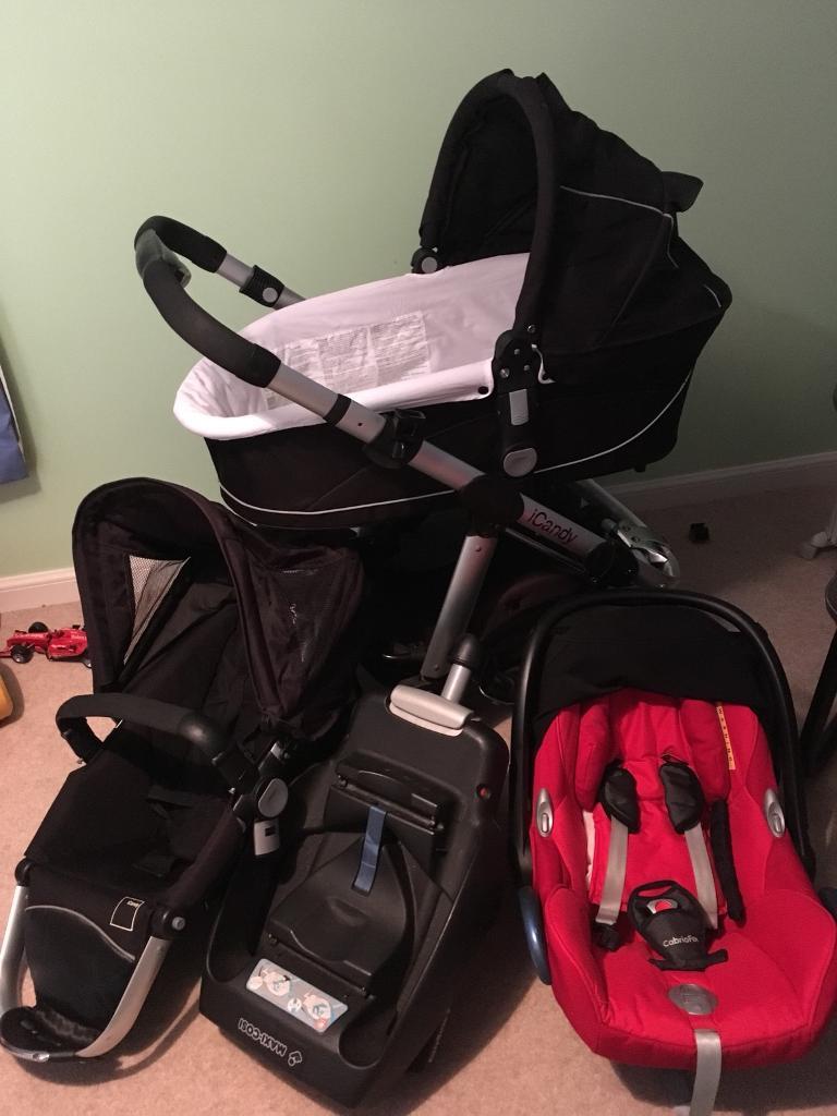iCandy Apple pushchair/carrycot, plus maxi cosi car seat and isofix