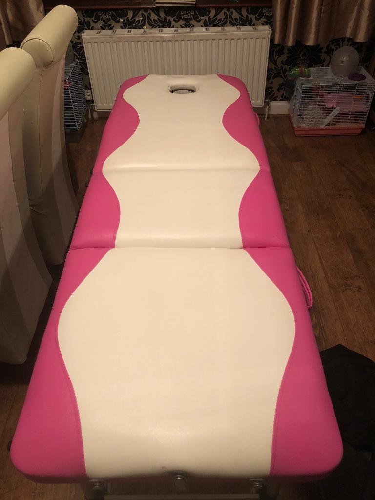 Portable massage/beauty table pink/white in Childwall, Merseyside