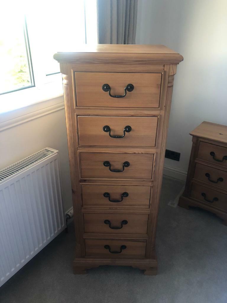 High quality, handmade solid oak tall boy chest of drawers. in