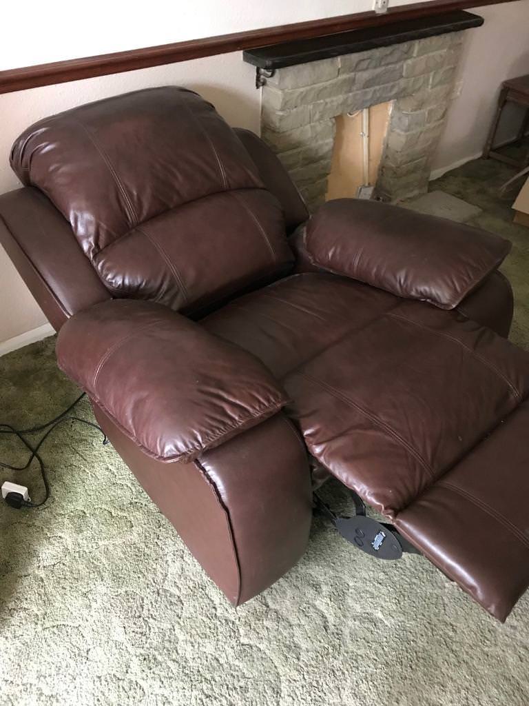 Harvey’s leather electric reclining armchair and reclining 3 seater
