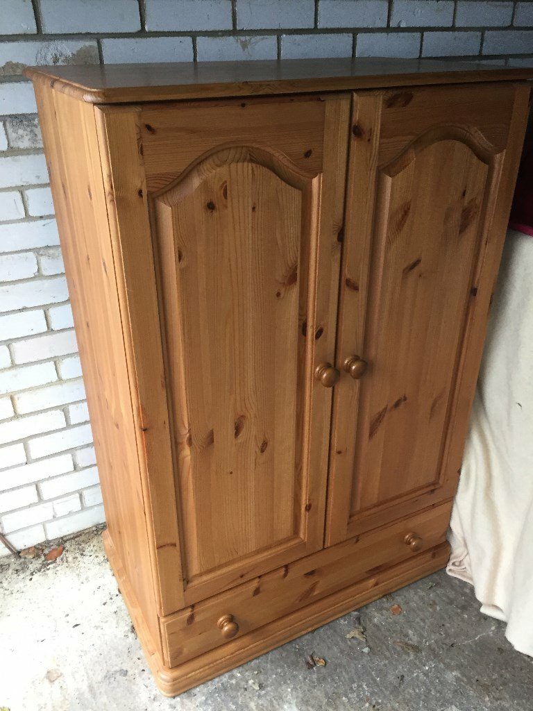Small Childs Solid Pine Wardrobe With Drawer In Highcliffe