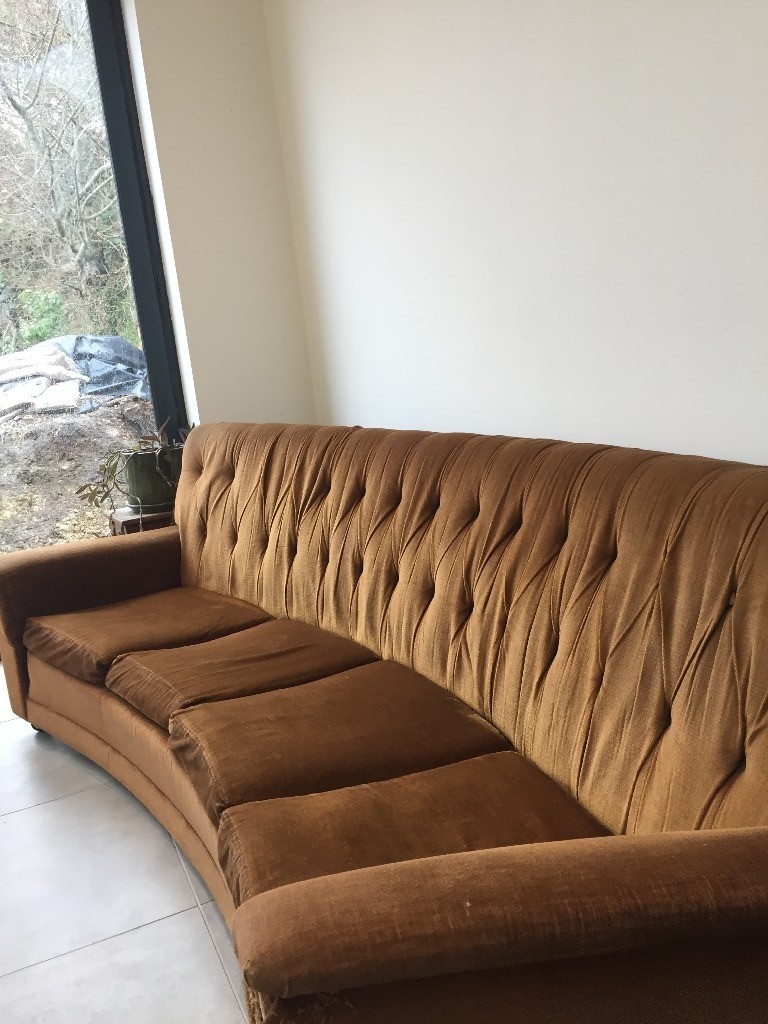 Brown Vintage Curved Four Seater Sofa | in Bristol | Gumtree
