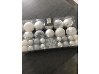 **SOLD**Next 50 Silver/White Christmas Tree decorations