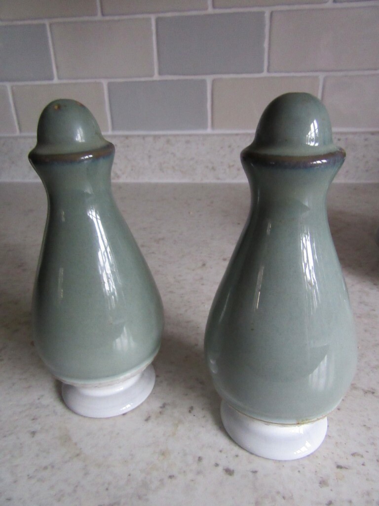 RETIRED DENBY CASTILLE GREEN TALL SALT AND PEPPER POTS hard to find !! in Needham Market