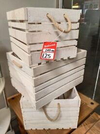 image for Brand New SET OF 3 WOODEN CRATES Storage Boxes Display Box - Can be used in home or Shop or Farm
